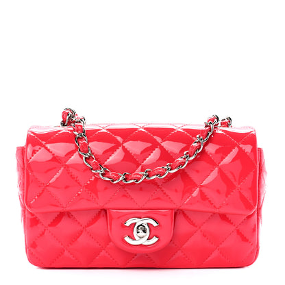 Chanel Patent Calfskin Quilted Mini Rectangular Flap Coral 1 of 12