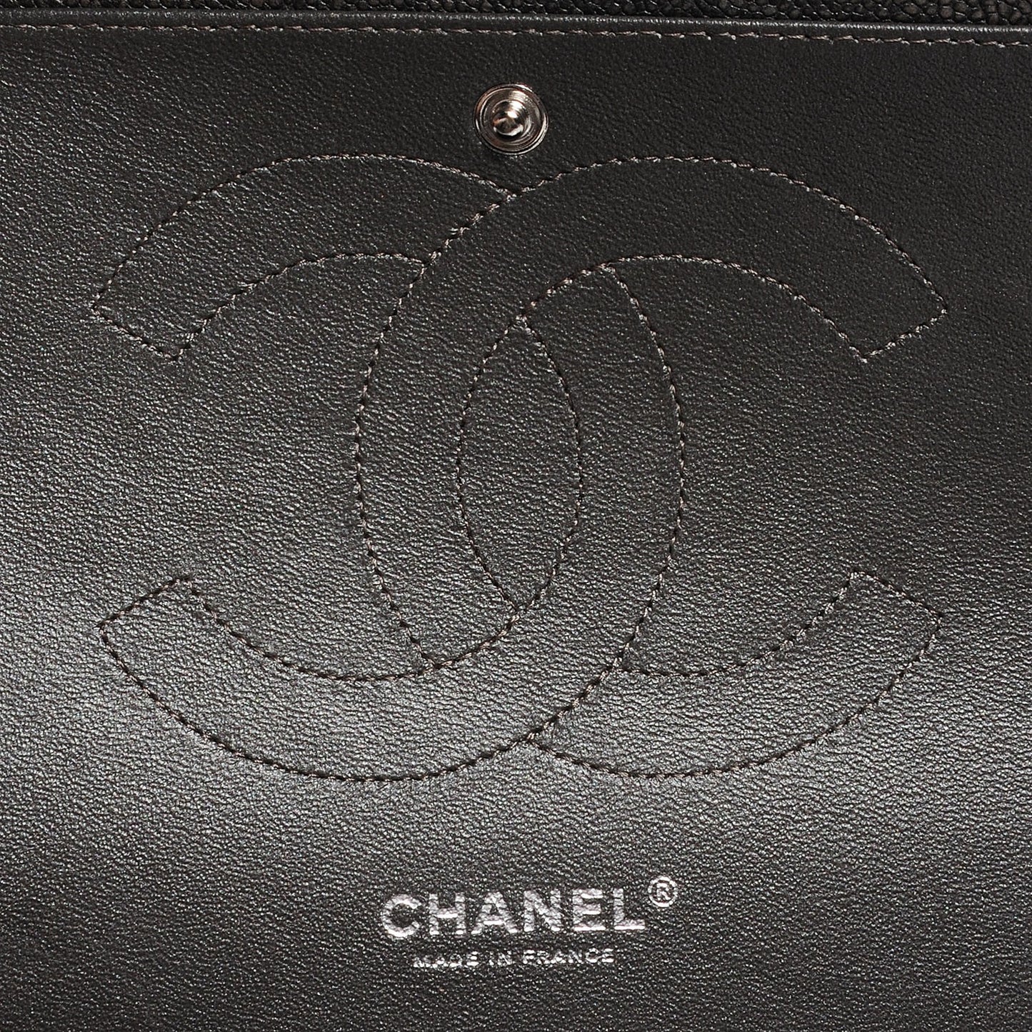 Caviar Jumbo Double Flap Dark Silver