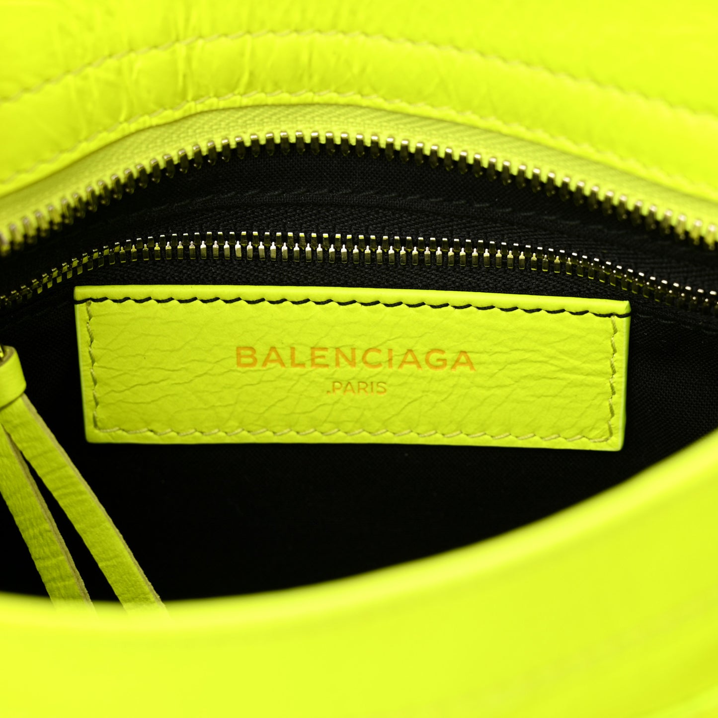 Agneau Classic Silver Hardware Mini City Jaune Fluo