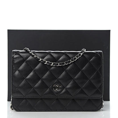 Chanel Lambskin Quilted Wallet On Chain WOC Black 14 of 14