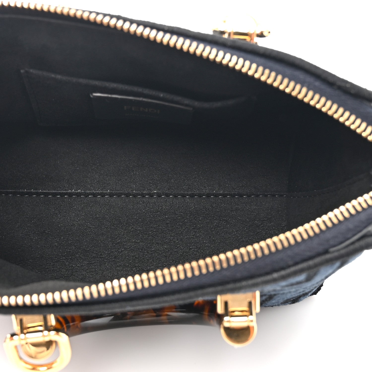 Fendi Chenille Vitello King Plexiglass FF Mini By The Way Top Handle Boston Bag Blue Black 5 of 10