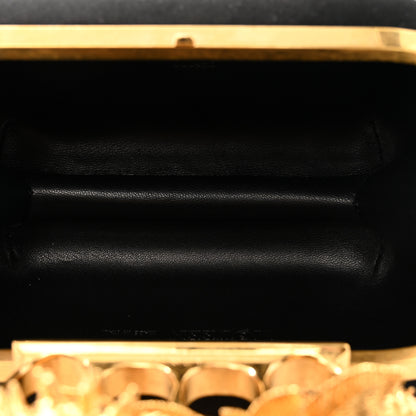 Alexander McQueen Satin Venus Fly Trap Knuckle Box Clutch Black 5 of 10