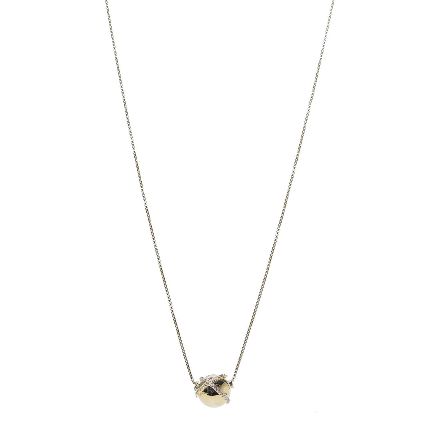 18K Yellow Gold Diamond 12mm Solari Pave Wrap Pendant Necklace