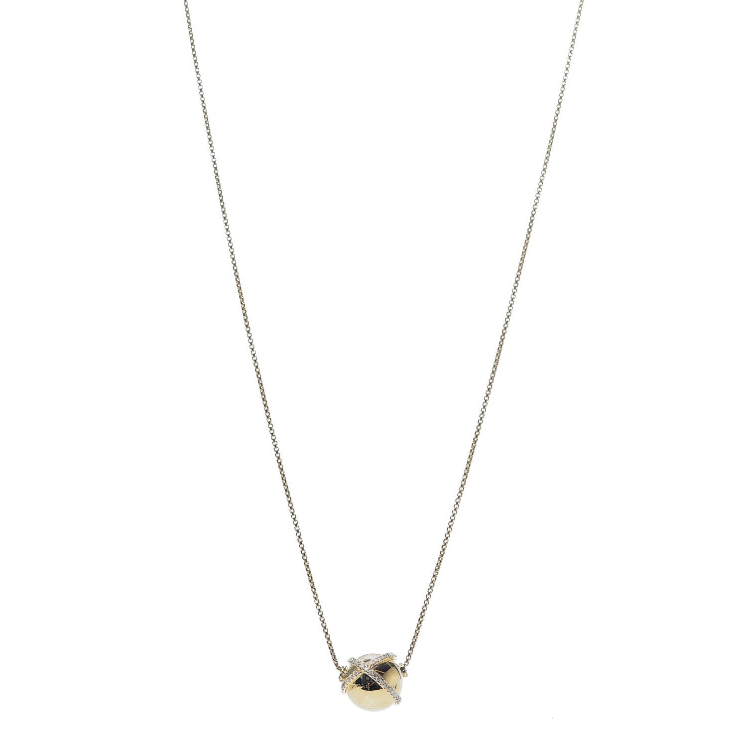 David Yurman 18K Yellow Gold Diamond 12mm Solari Pave Wrap Pendant Necklace 1 of 5