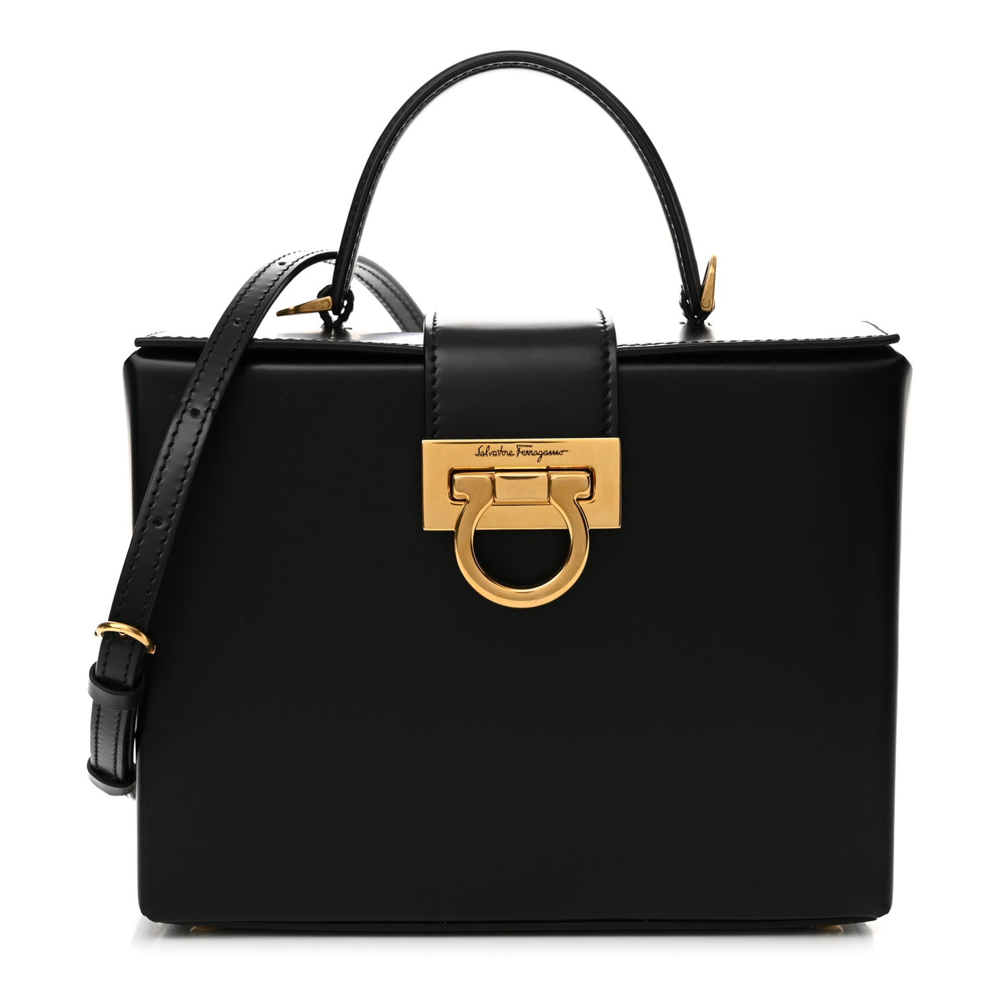 Calfskin Trifolio Box Bag Black