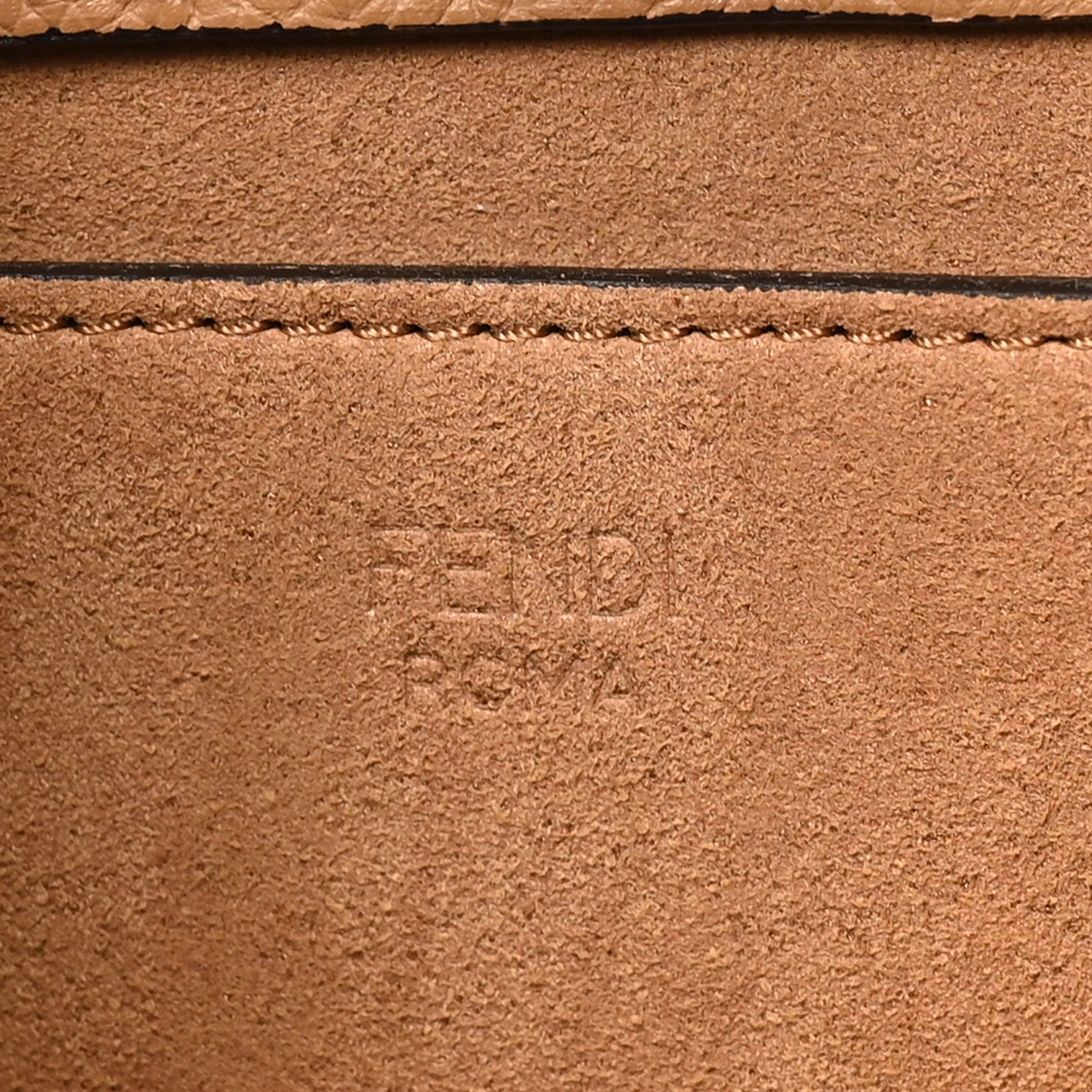 Fendi Vitello Santa Barbara Woven Logo Small Fendi Sunshine Shopper Tote Cappucino 6 of 9