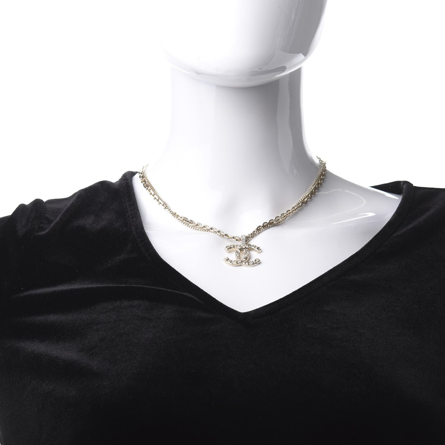Chanel Crystal CC Multi Strand Chain Necklace Gold 2 of 5