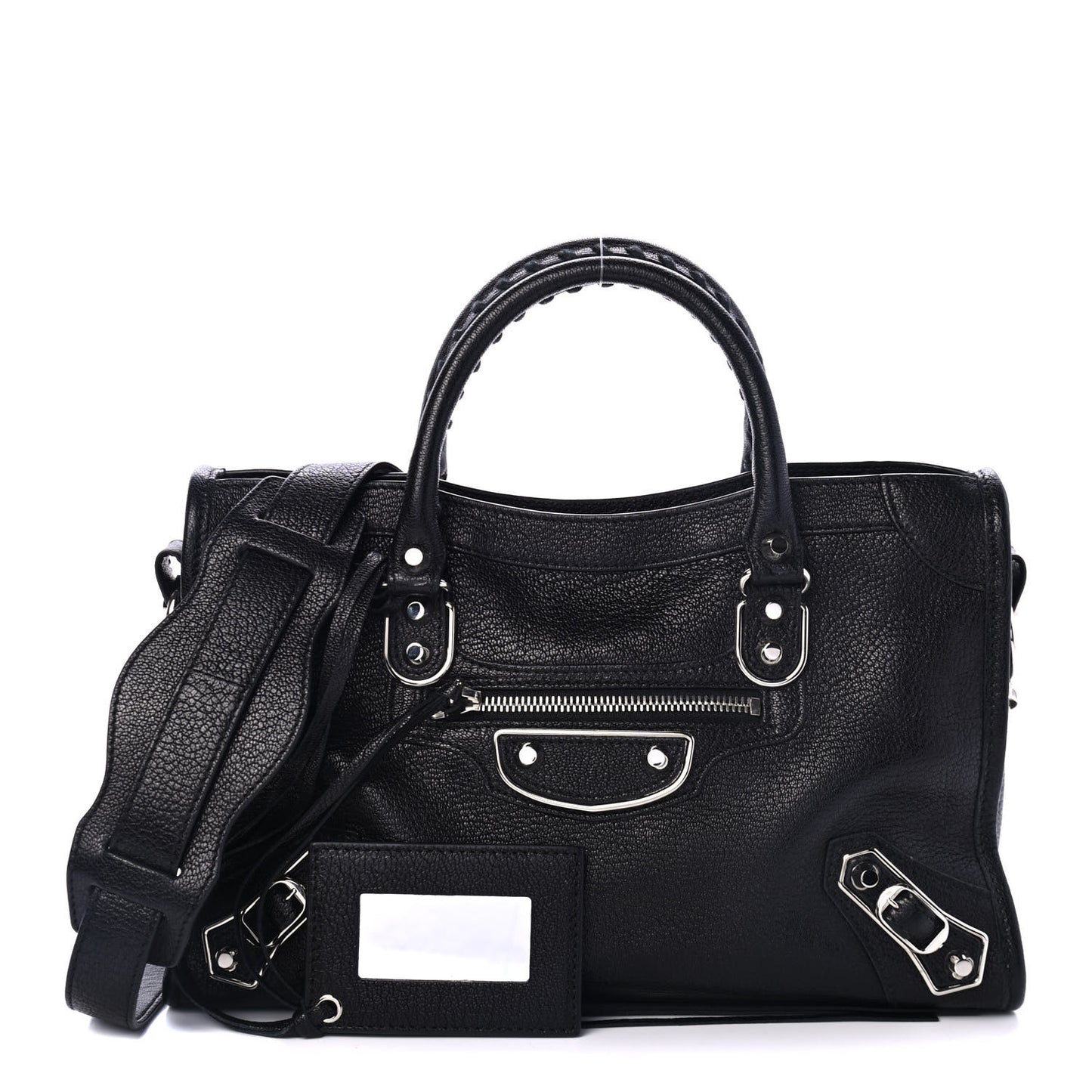 Chevre Silver Metallic Edge Hardware S City Black