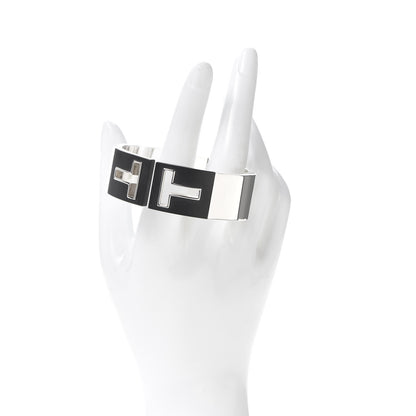 Tiffany Sterling Silver Black Ceramic T Cutout Cuff Bracelet 2 of 4