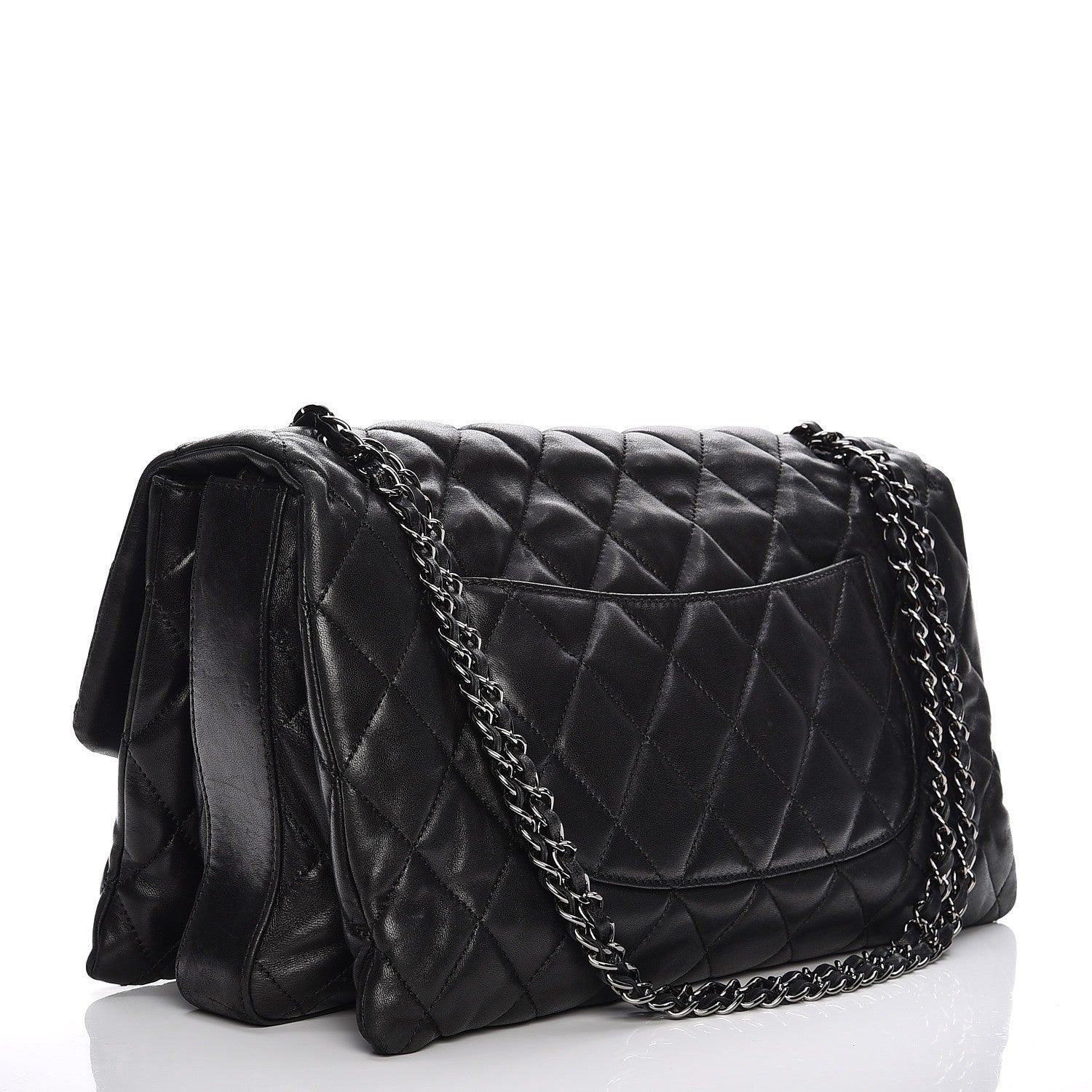 Chanel Lambskin Quilted Maxi 3 Flap Black 3 of 16