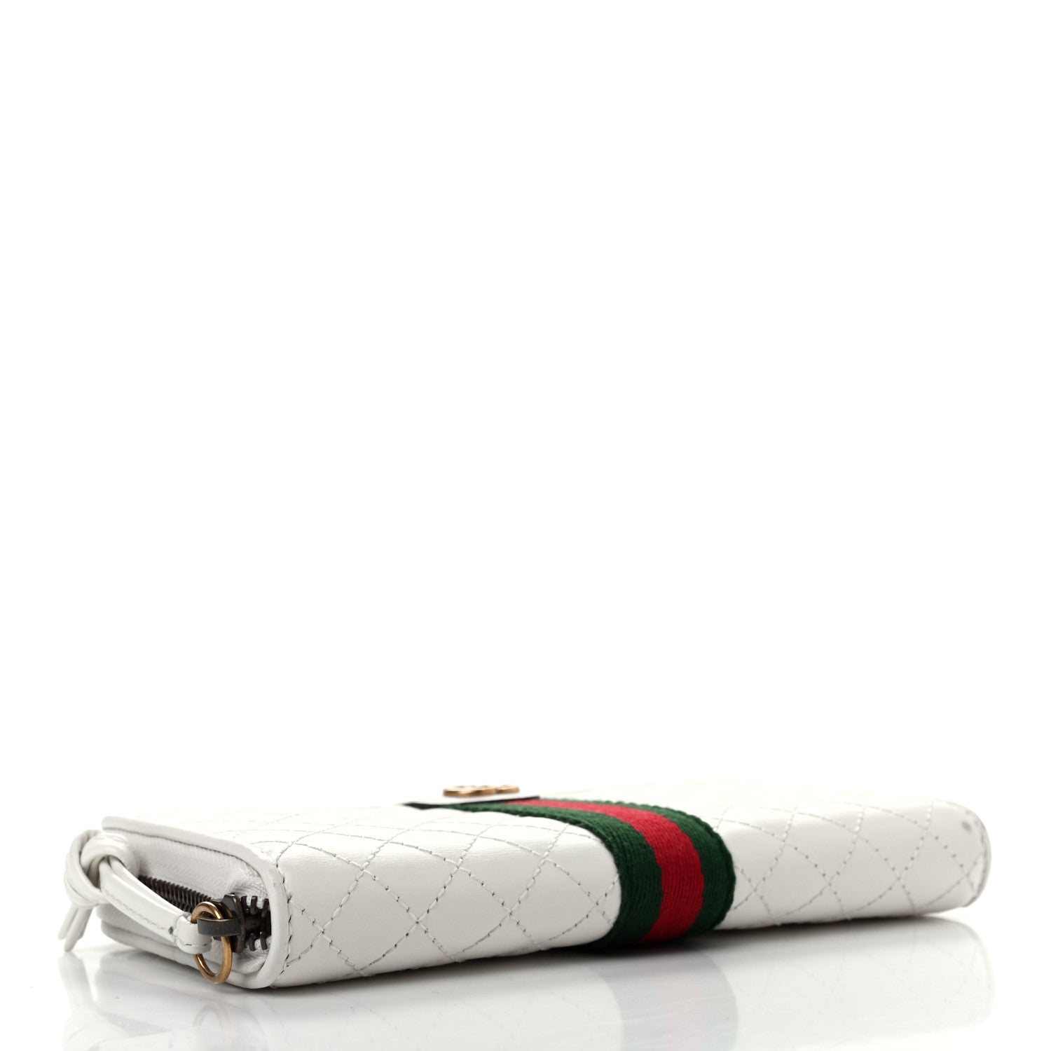 Gucci Calfskin Web Trapuntata GG Zip Around Wallet Off White 4 of 7