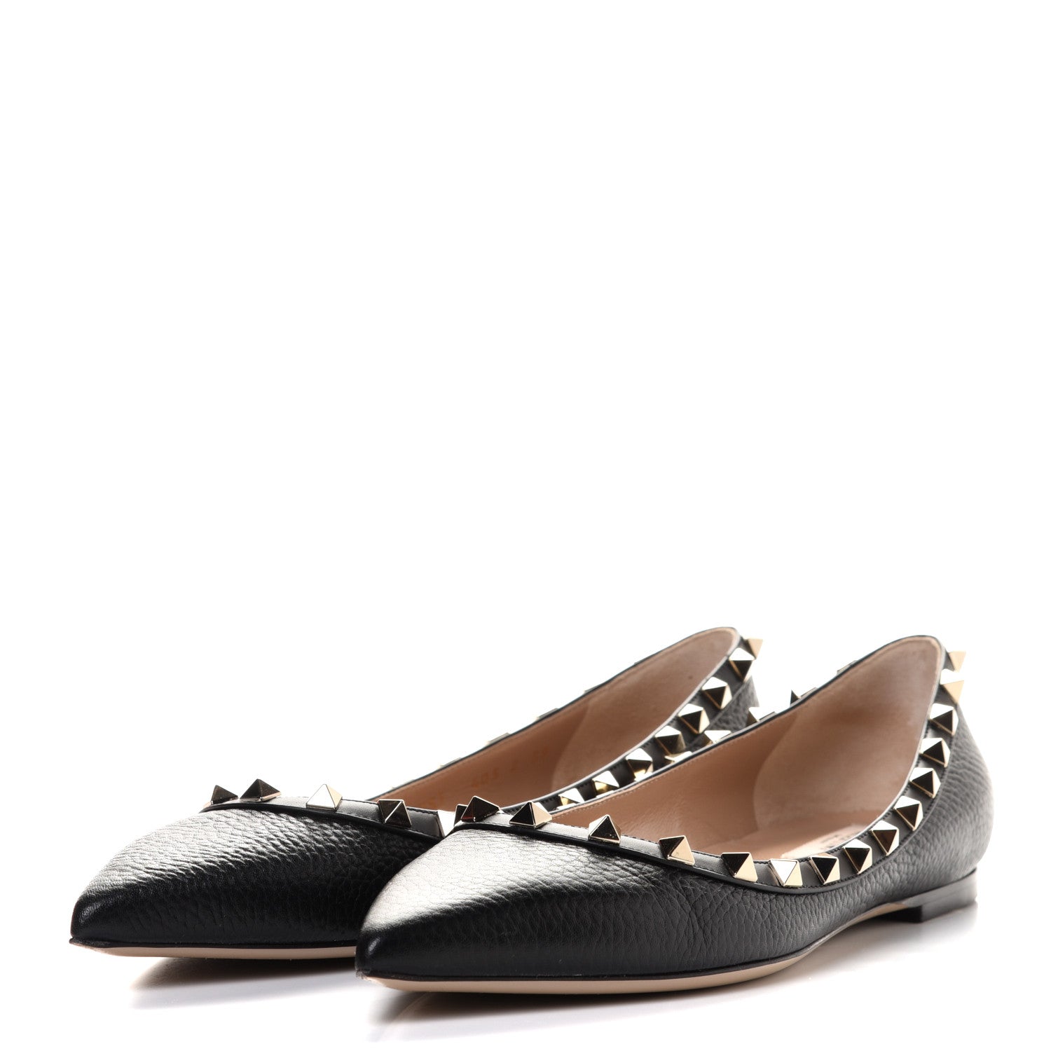 Valentino Garavani Pebbled Calfskin Rockstud Ballerina Flats 39 Black 3 of 7