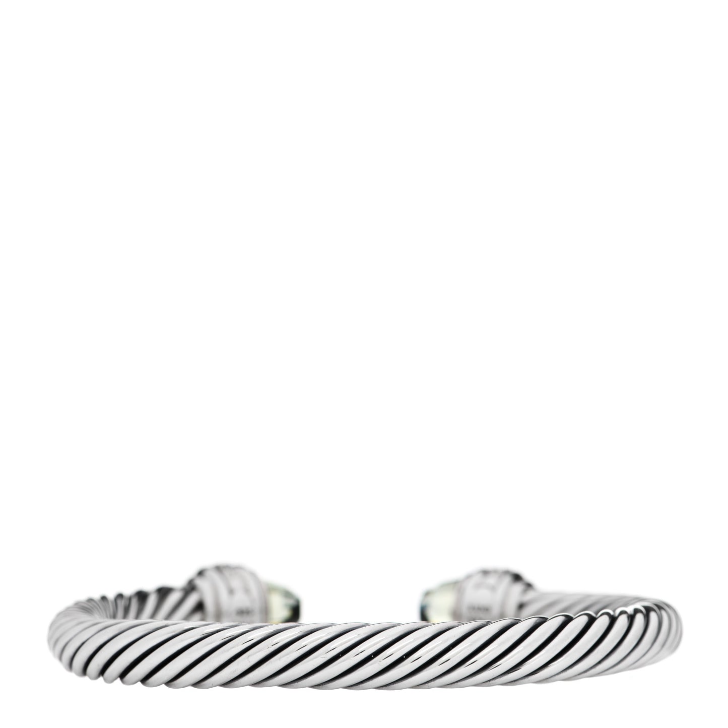 Sterling Silver Diamond Prasiolite 7mm Cable Classics Bracelet