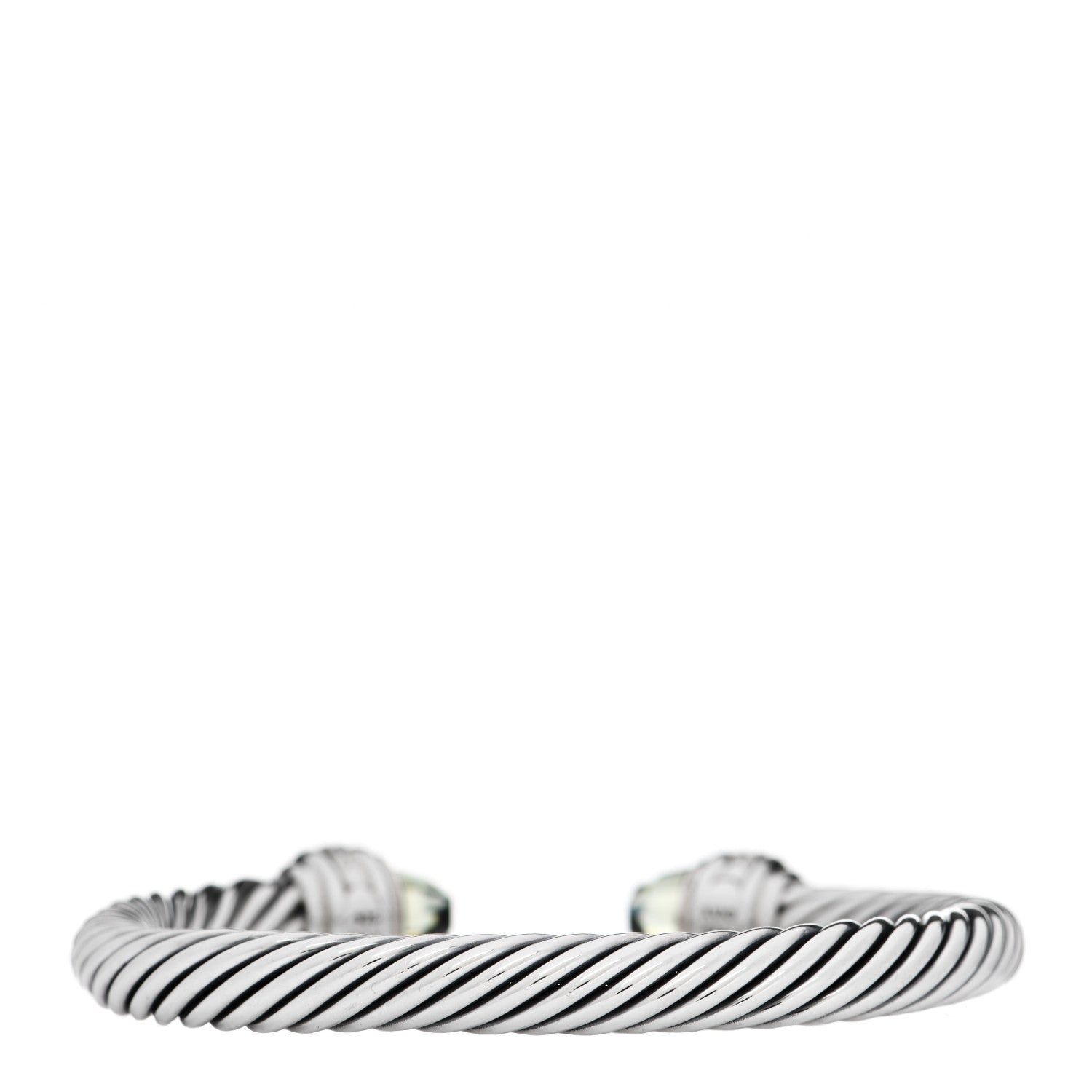 David Yurman Sterling Silver Diamond Prasiolite 7mm Cable Classics Bracelet 2 of 3
