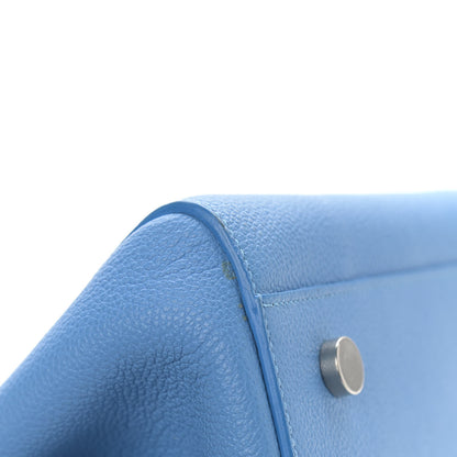 Saint Laurent Grained Calfskin Small Rive Gauche Cabas Blue Clair 12 of 16