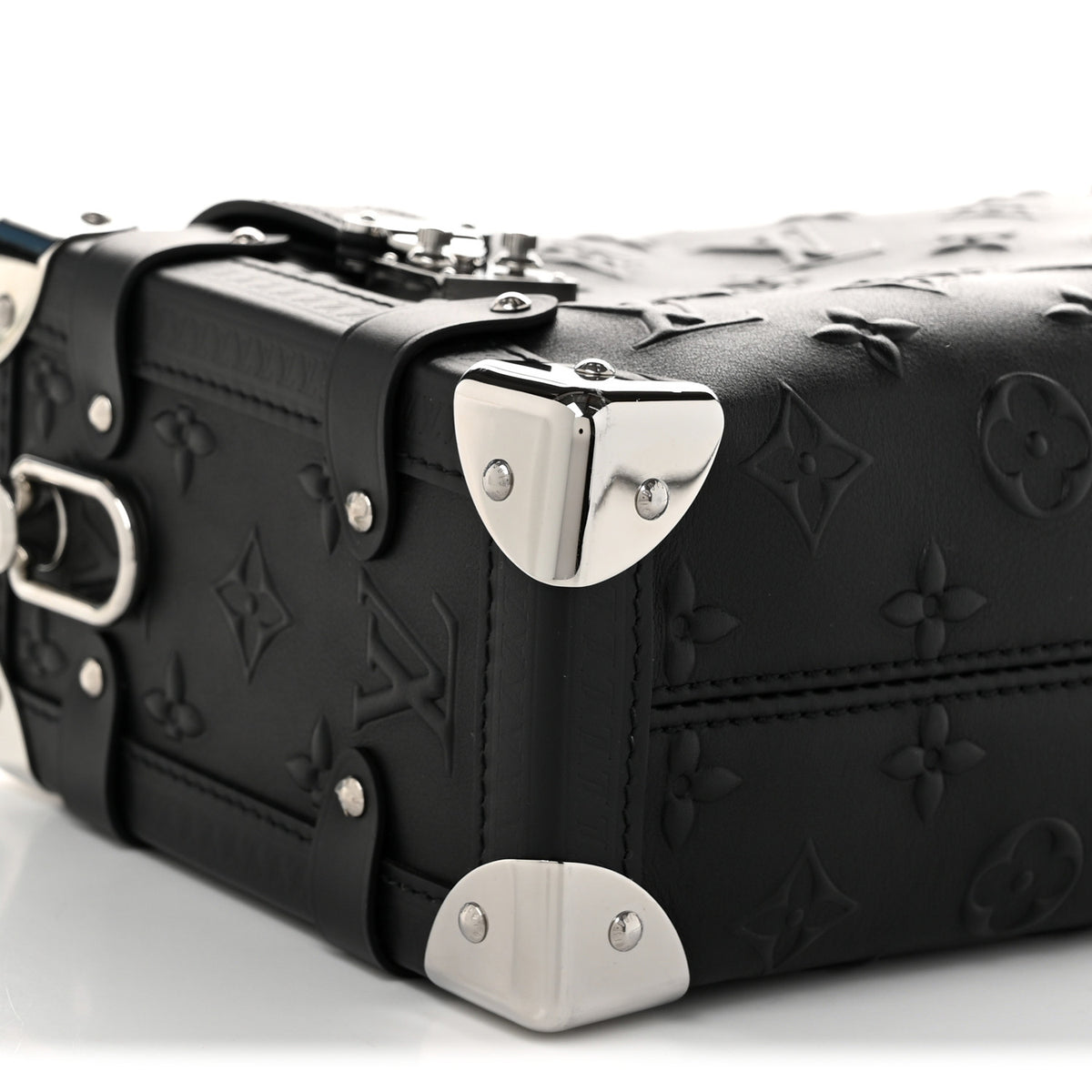 Louis Vuitton Calfskin Debossed Monogram Side Trunk Black 8 of 9