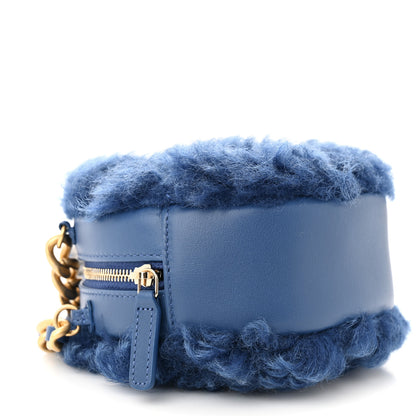 Chanel Shearling Sheepskin Chanel 19 Round Clutch With Chain Blue 9 of 11