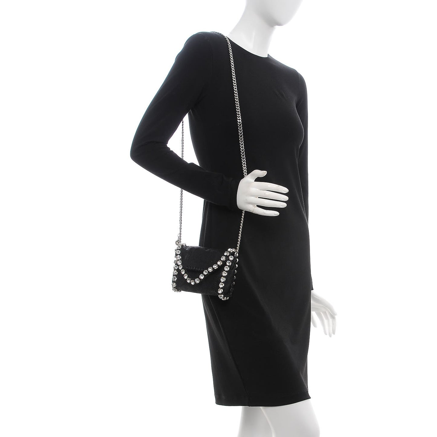 Shaggy Deer Tiny Fold Over Falabella Crystal Crossbody Black