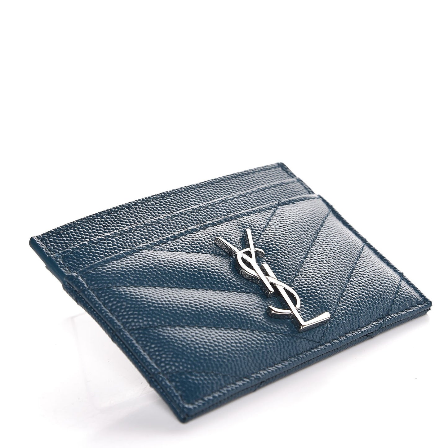 Grain De Poudre Matelasse Chevron Monogram Credit Card Case Peacock Green