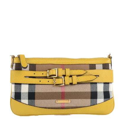 Burberry House Check Bridle Calfskin Peyton Crossbody Yellow 1 of 10