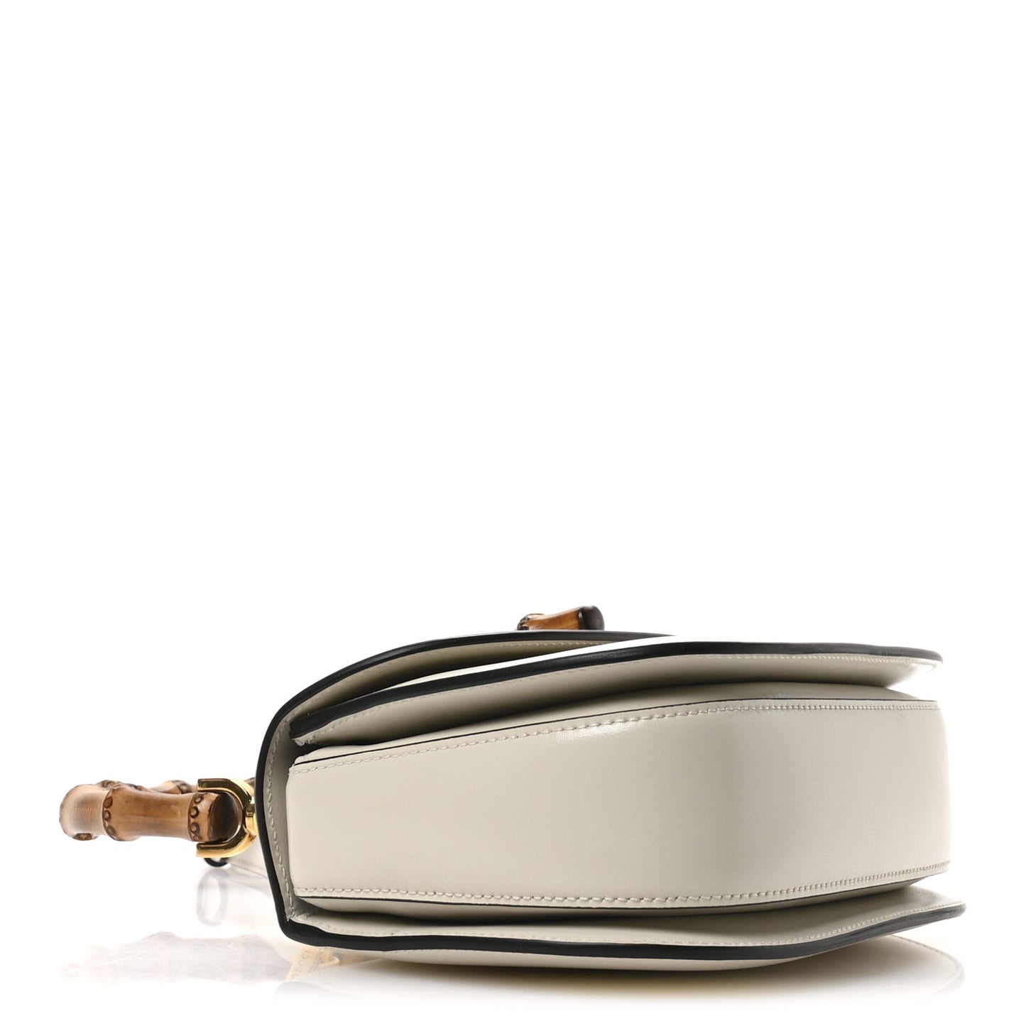 Boarded Dyana Lux Calfskin Web Small Bamboo 1947 Top Handle Bag Mystic White