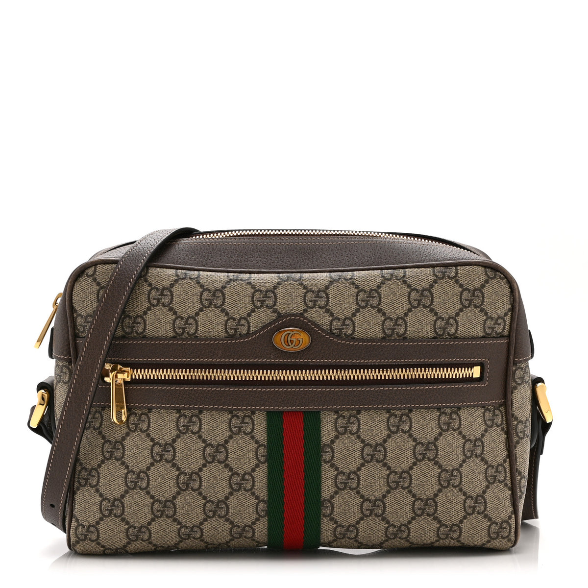 GG Supreme Monogram Web Small Ophidia Shoulder Bag Brown