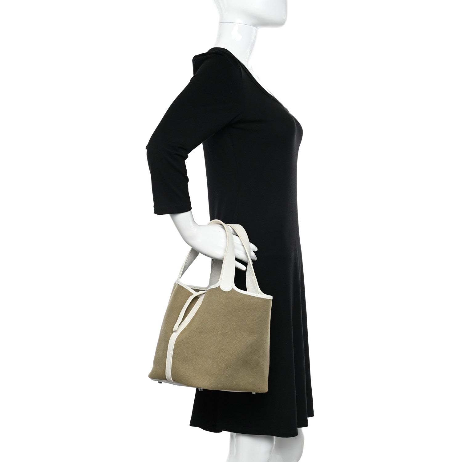 Hermes Toile Swift Picotin 18 PM White Vert Miliatire 2 of 13