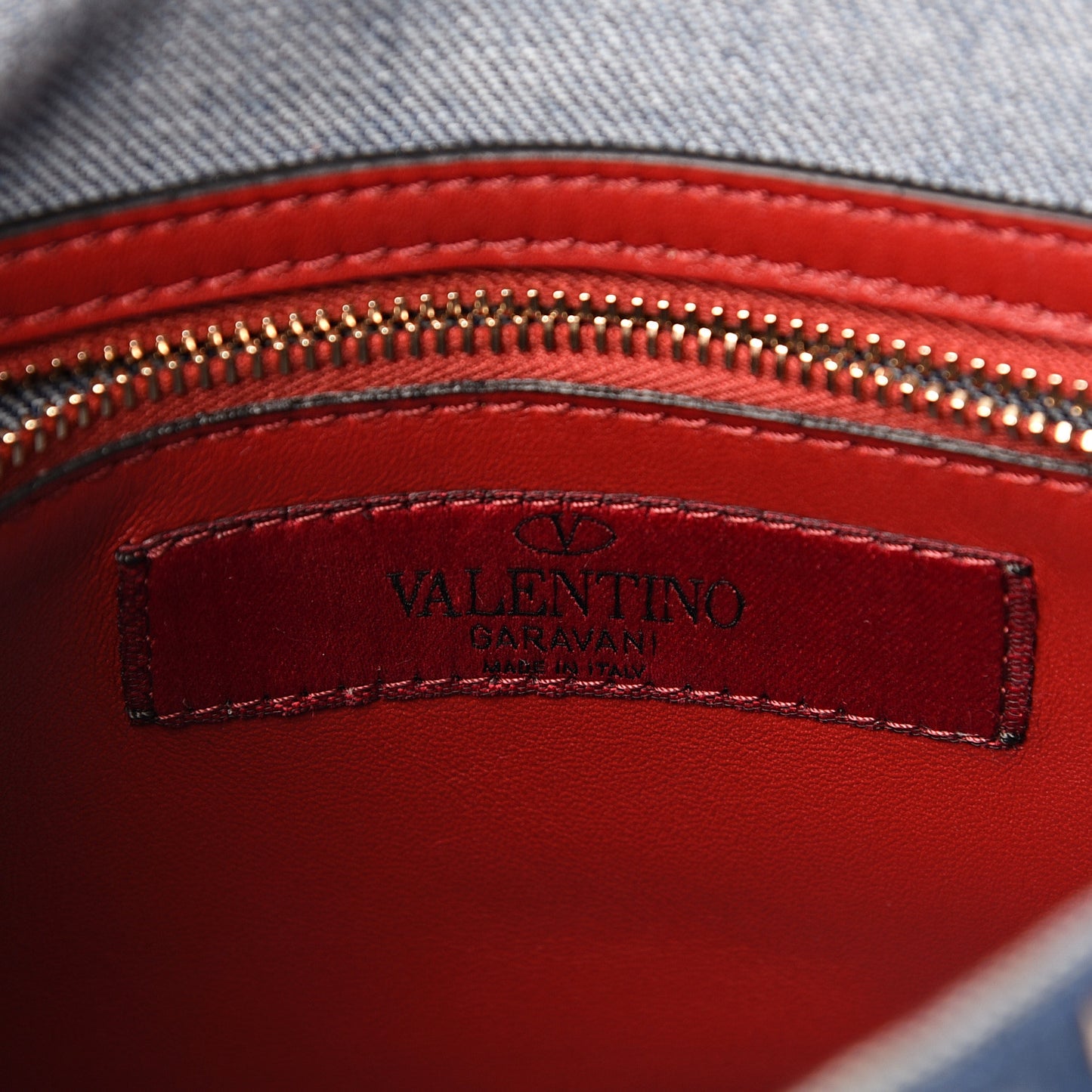 Denim Medium Rockstud Spike Shoulder Bag Denim