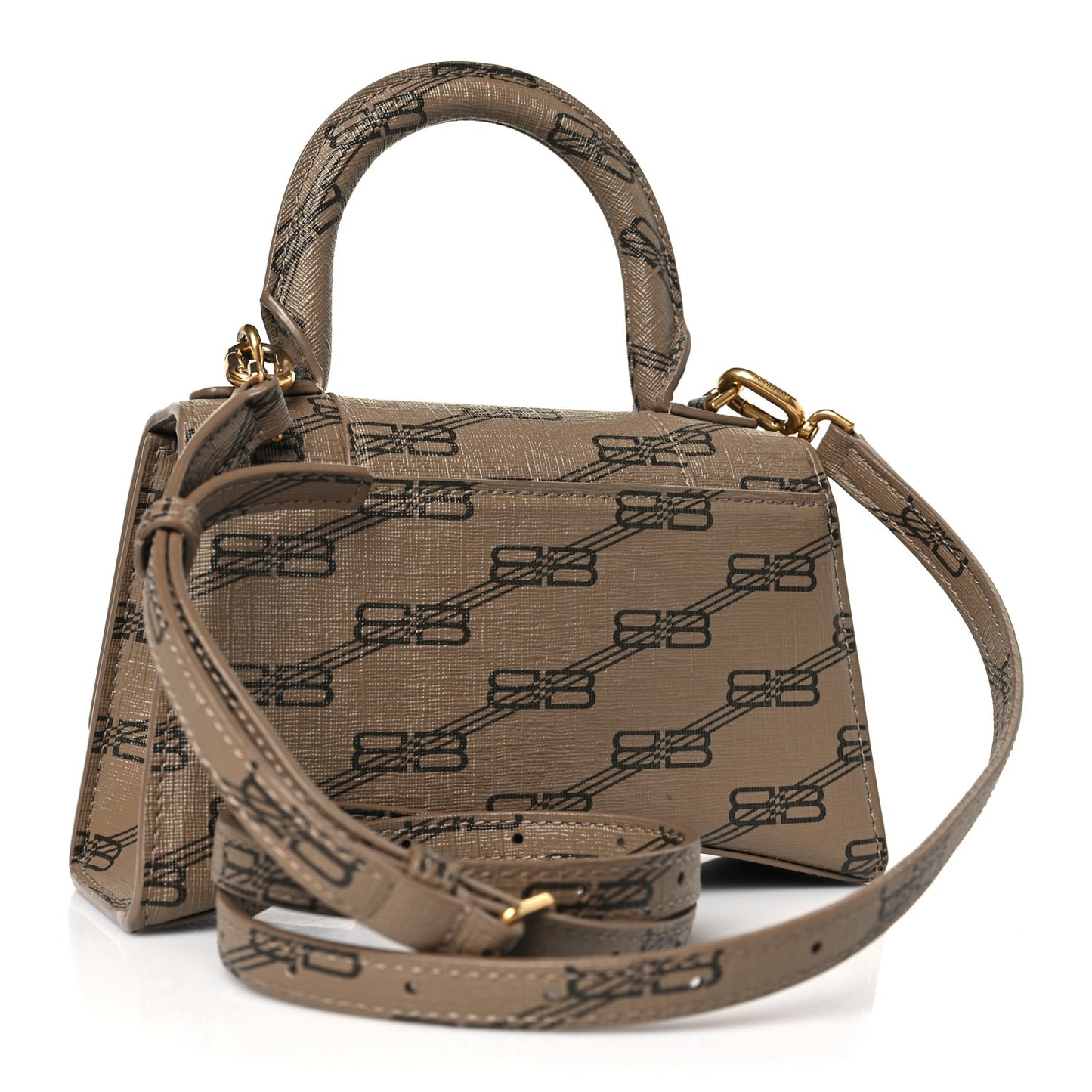 Coated Canvas BB Monogram Hourglass Top Handle Bag XS Beige Brown