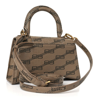 Balenciaga Coated Canvas BB Monogram Hourglass Top Handle Bag XS Beige Brown 3 of 8