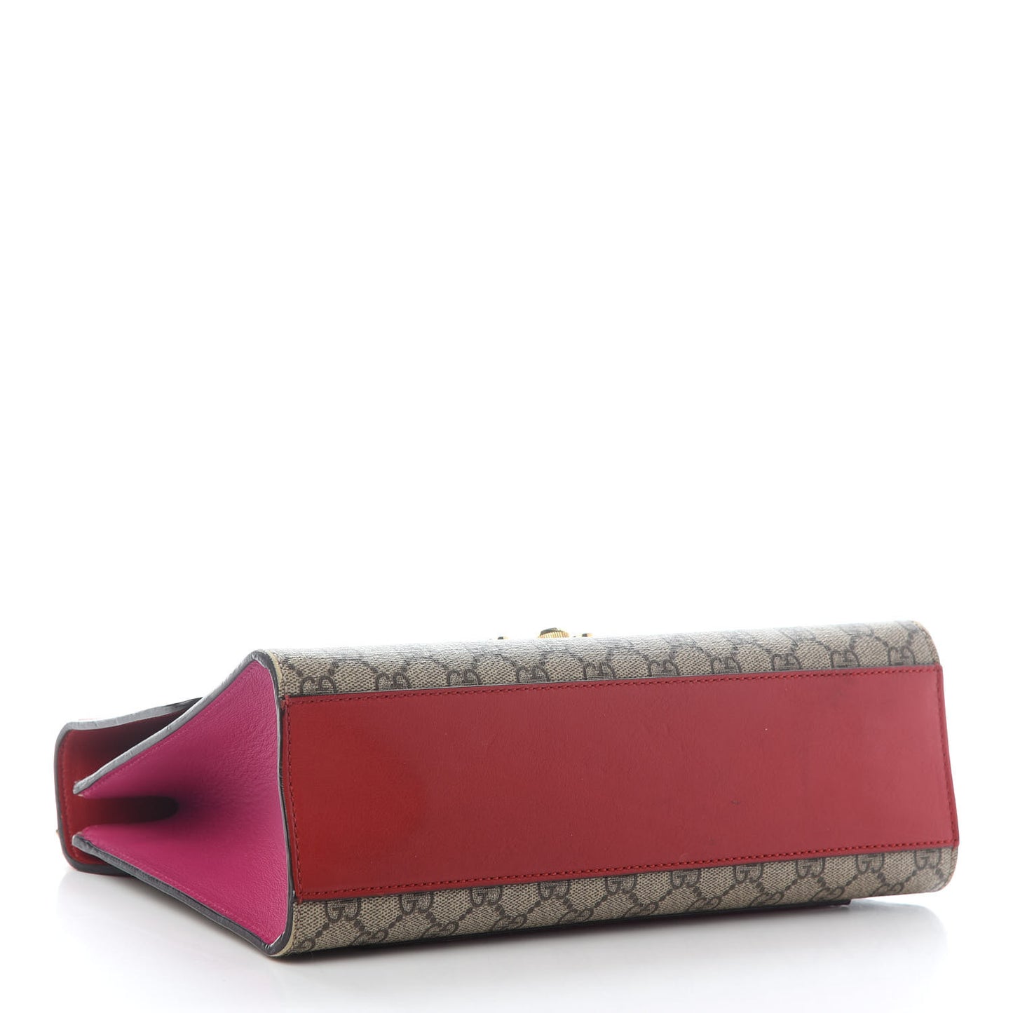 GG Supreme Monogram Calfskin Medium Padlock Shoulder Bag Beige Hibiscus Red New Rosette