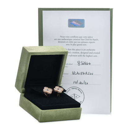 Van Cleef & Arpels 18K Rose Gold Diamond Vintage Alhambra Earrings 5 of 5