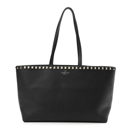 Valentino Garavani Grained Calfskin Small Rockstud Shoulder Tote Black 1 of 10