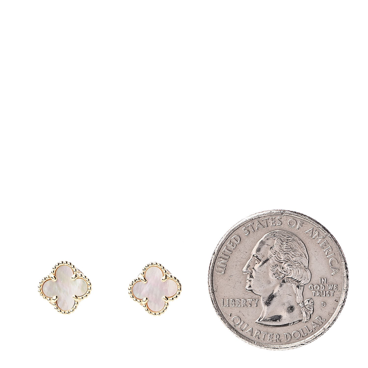 Van Cleef & Arpels 18K Yellow Gold Mother of Pearl Sweet Alhambra Earrings 2 of 6