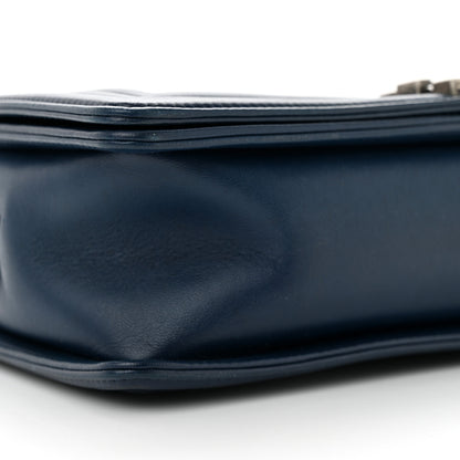 Chanel Wrinkled Lambskin Chevron Quilted New Medium Boy Flap Navy Blue 9 of 12