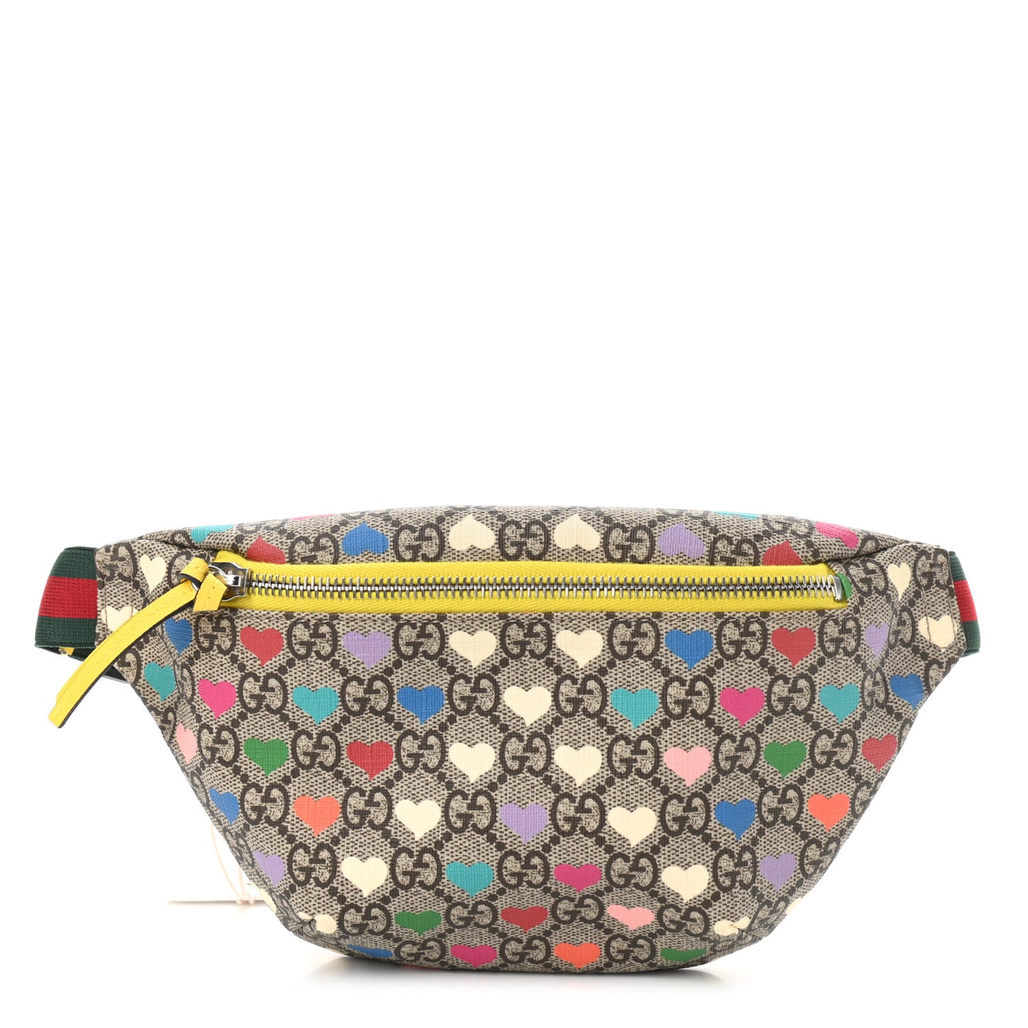 Soft GG Supreme Monogram Hearts Web Childrens Belt Bag Beige Ebony Multicolor Freesia