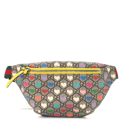 Gucci Soft GG Supreme Monogram Hearts Web Childrens Belt Bag Beige Ebony Multicolor Freesia 1 of 10