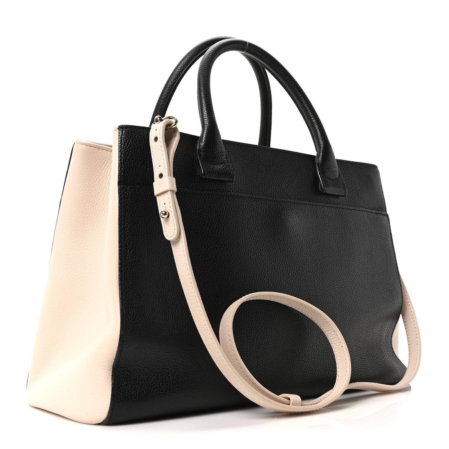 Chanel Grained Calfskin Small Bi-Color Neo Executive Shopper Tote Black Beige 3 of 10