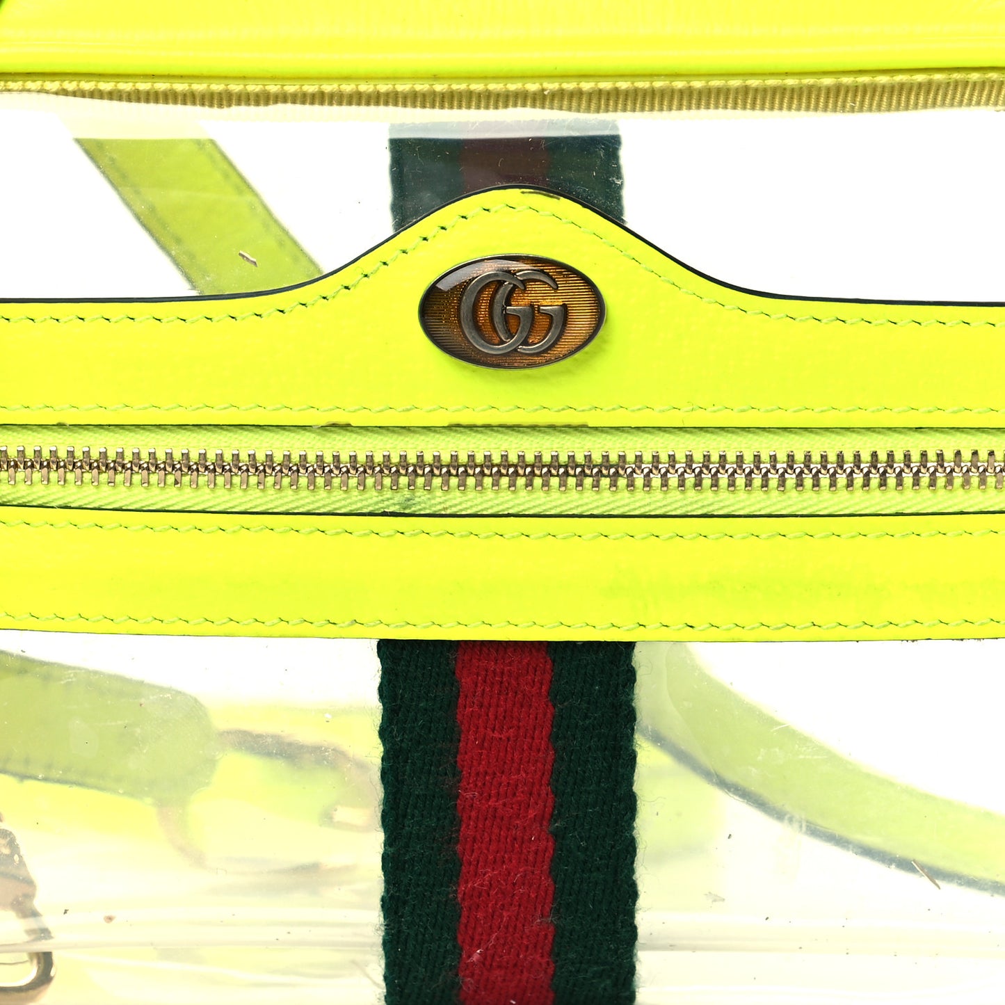 Vinyl Web Mini Ophidia Transparent Shoulder Bag Yellow Fluo
