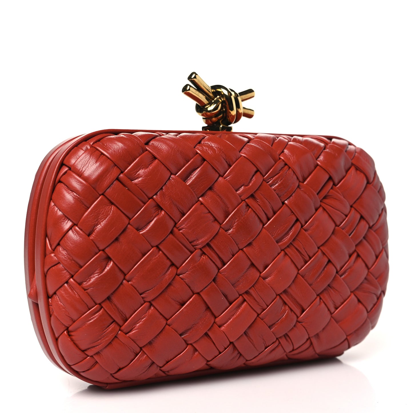 Paper Calfskin Intrecciato Knot Clutch Syrup