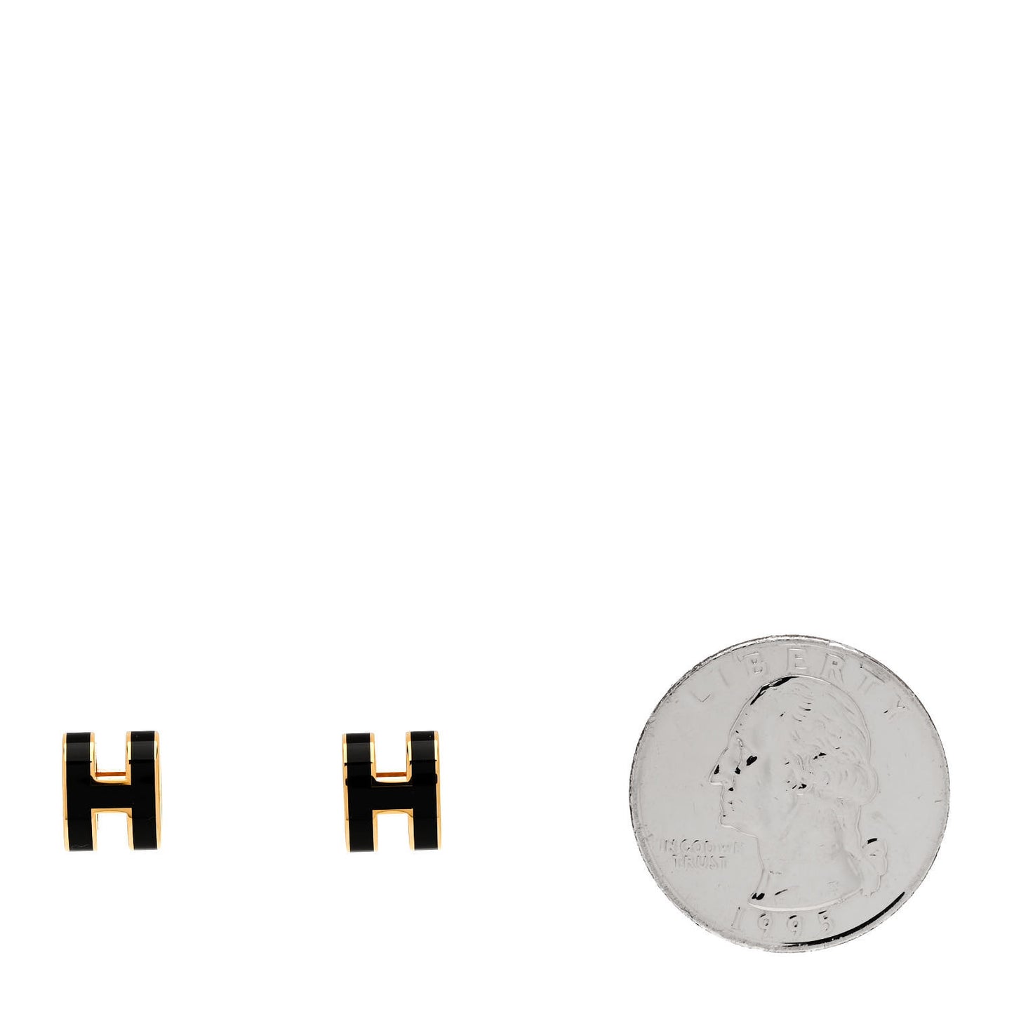 Gold Lacquered Mini Pop H Earrings Black