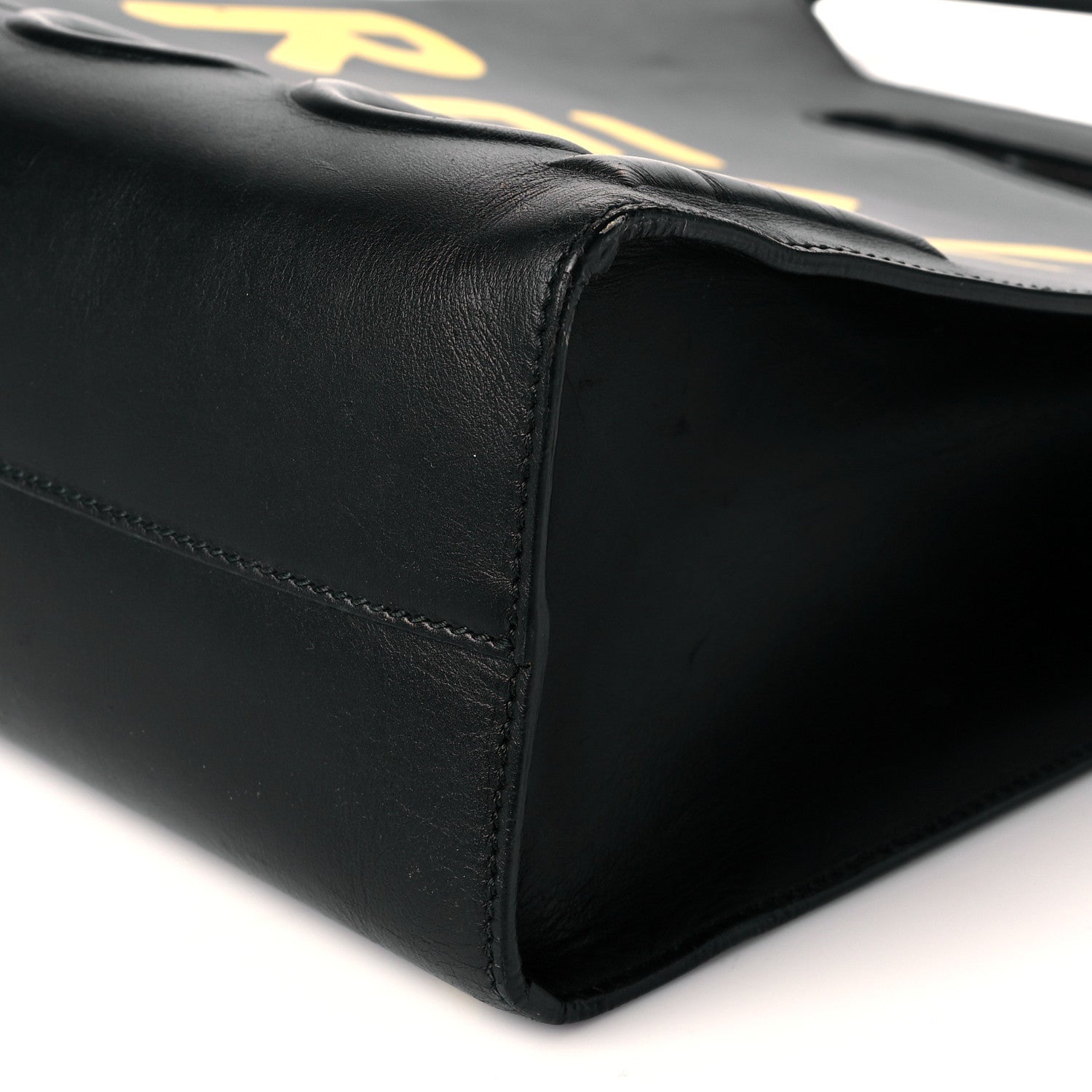 Gucci Calfskin GucciGhost Real Medium XL Tote Black Yellow 8 of 10