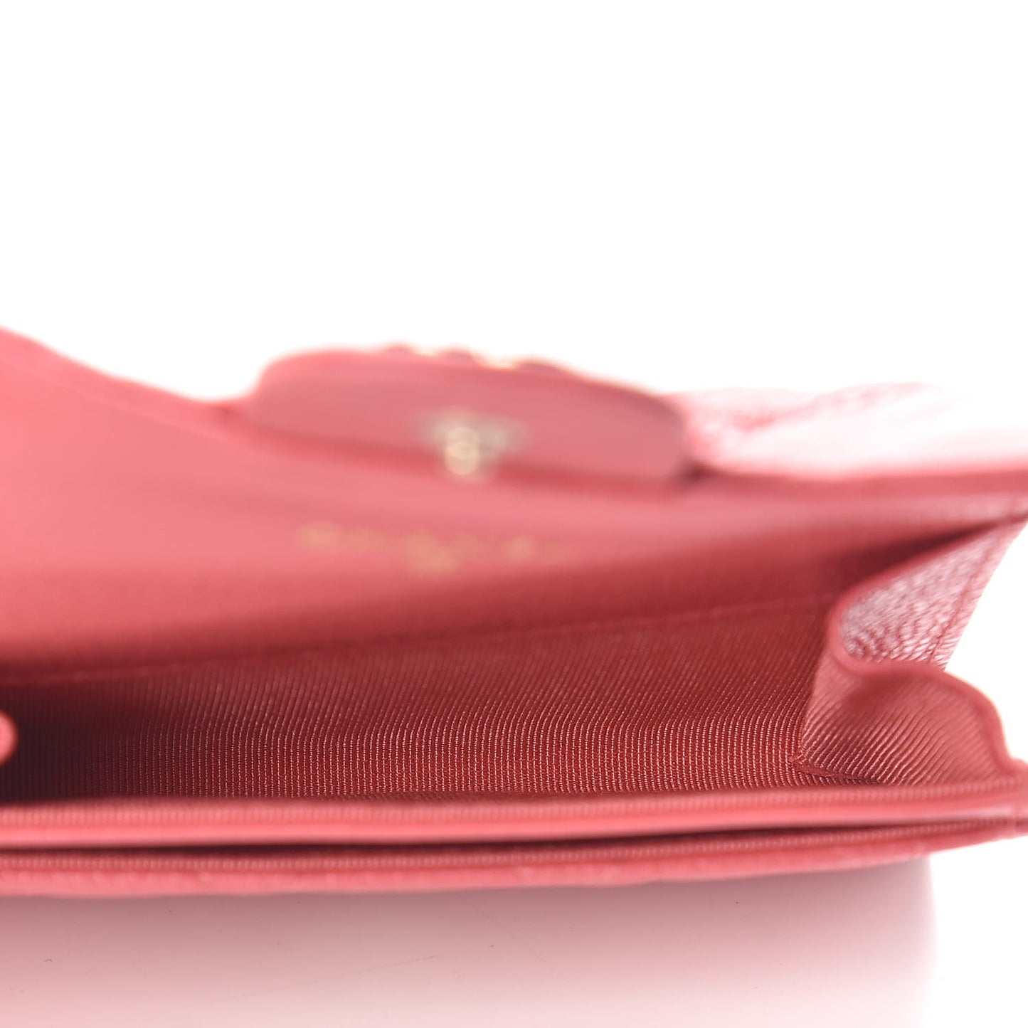 Metallic Caviar Quilted Flap Card Holder Pink