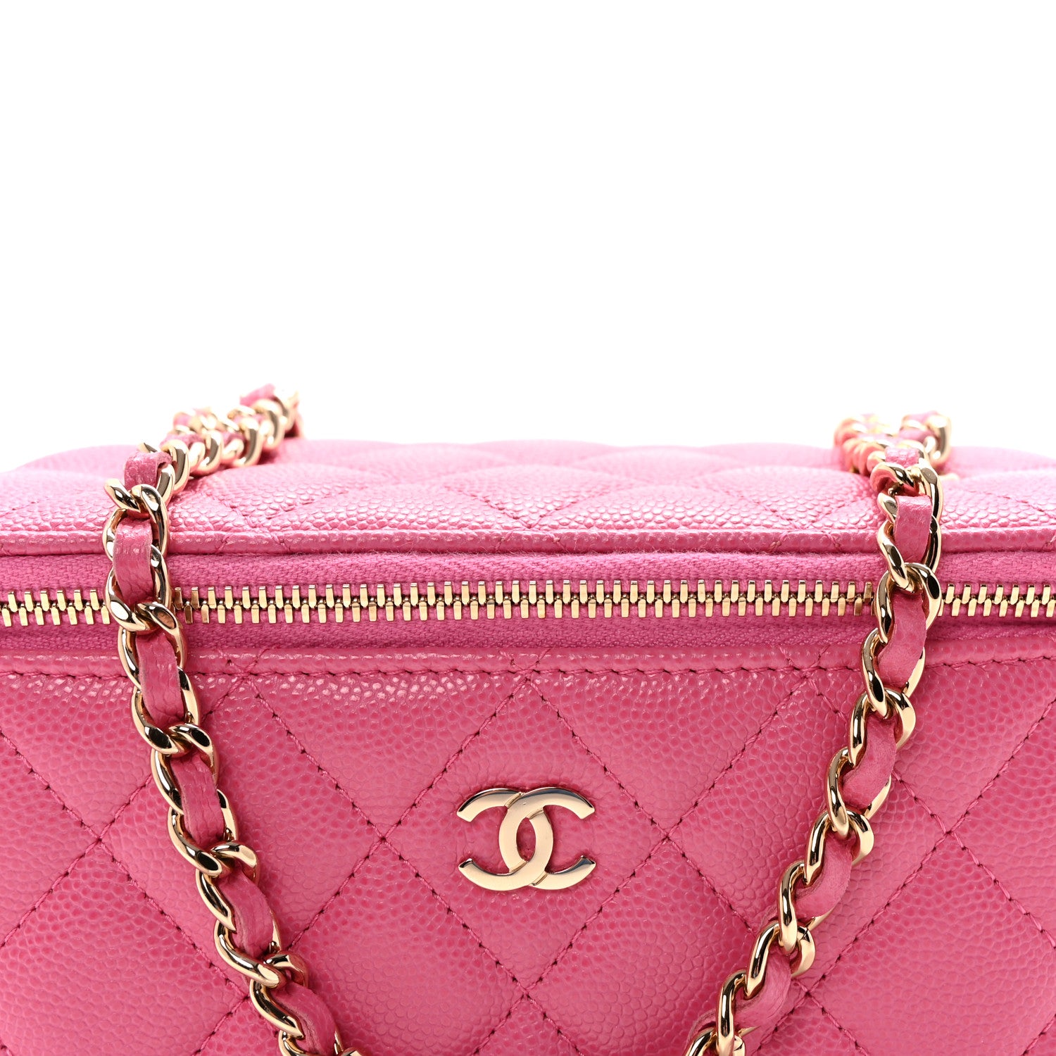 Chanel Caviar Quilted Small Vanity Case With Chain Pink 8 of 10