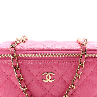 Chanel Caviar Quilted Small Vanity Case With Chain Pink 8 of 10