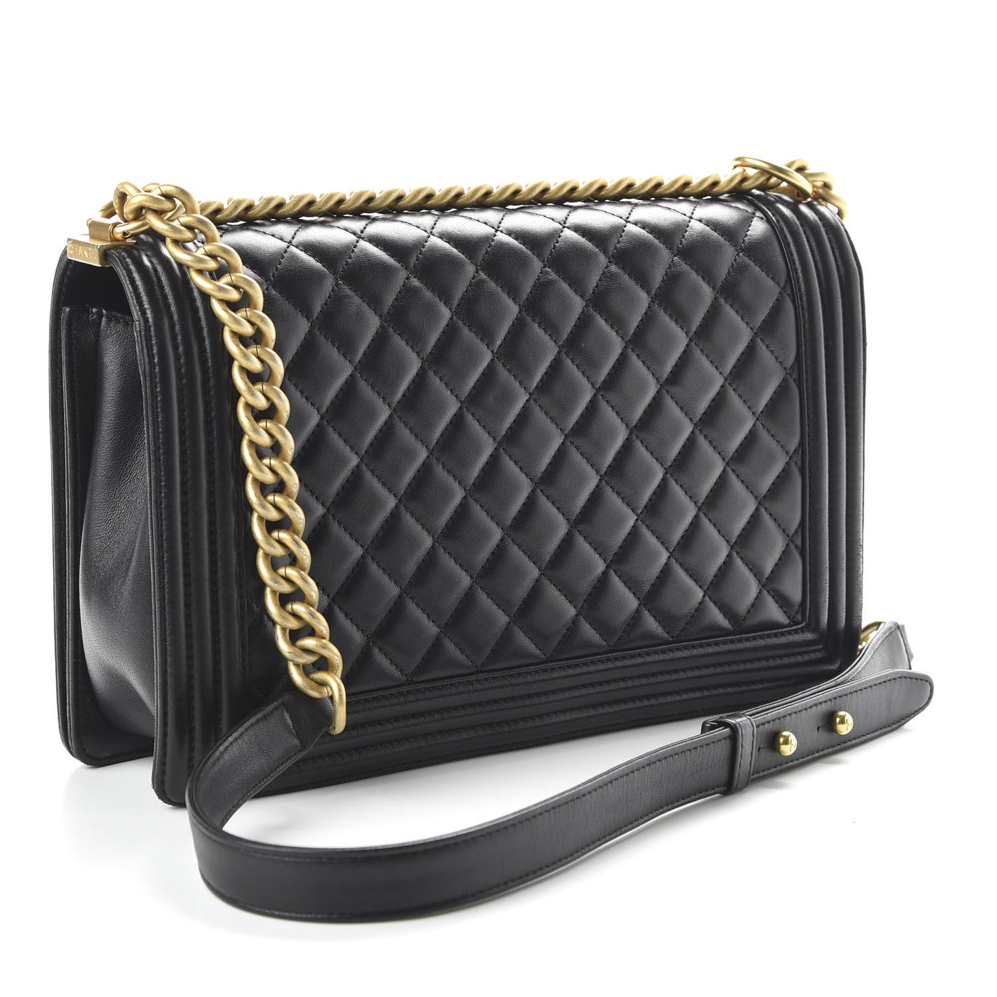 Lambskin Quilted New Medium Boy Flap Black