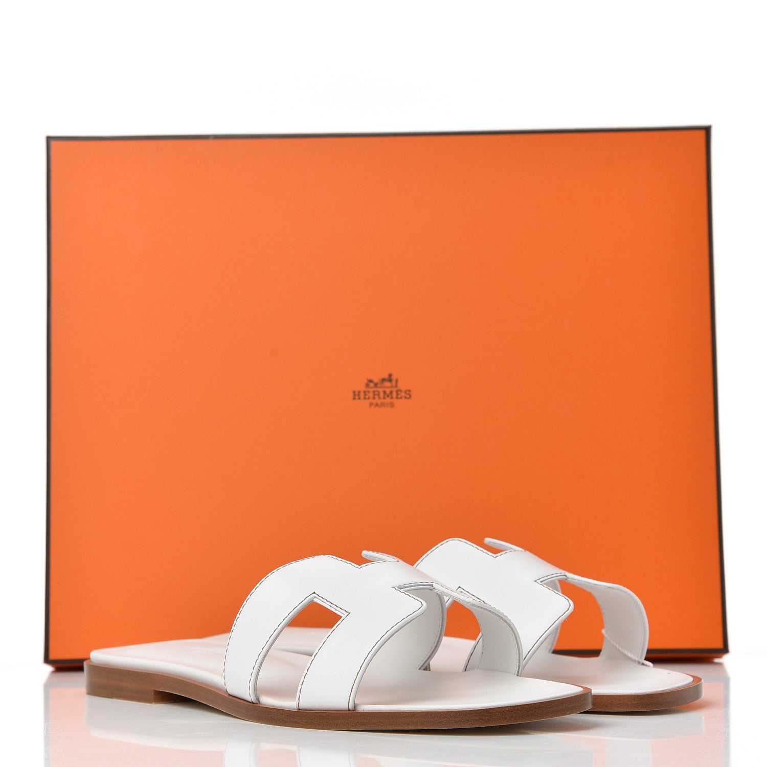 Hermes Box Calfskin Oran Sandals 36.5 White 16 of 16