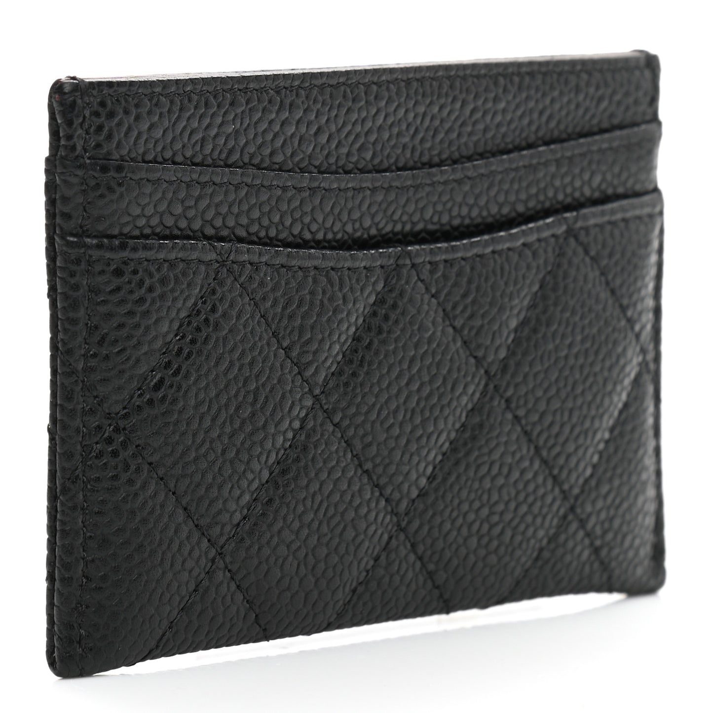 Caviar Quilted Card Holder Black