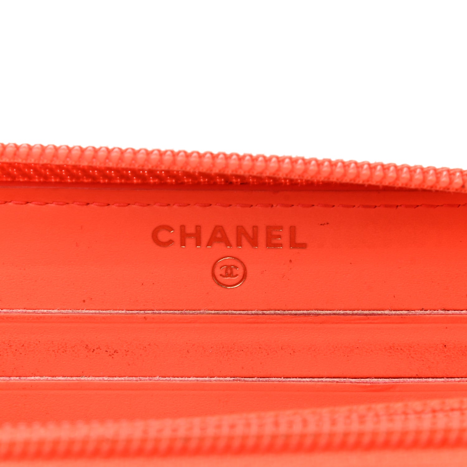 Chanel Patent Quilted Small Boy Zip Around Wallet Orange 6 of 13