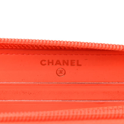 Chanel Patent Quilted Small Boy Zip Around Wallet Orange 6 of 13